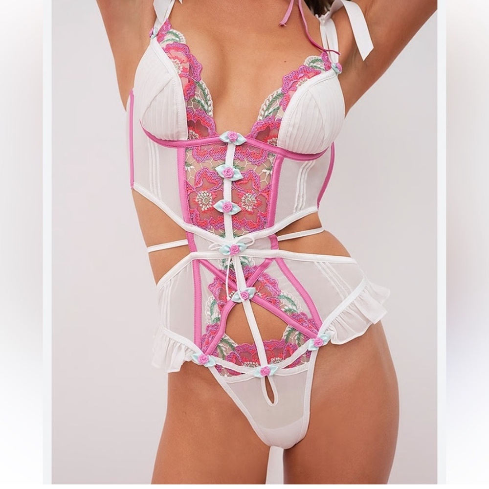 38C For Love And Lemons Festival Floral White Multi Floral pink lingerie Teddy